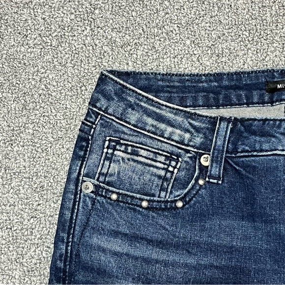 Miss Me Ankle Skinny Jeans Womens Size 26 Blue Studded Rhinestone Faded Denim - Picture 4 of 12